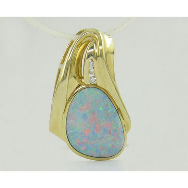 Yellow Gold Opal Doublet Pendant Cravens & Lewis Jewelers Georgetown, KY