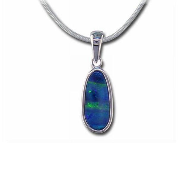 White Gold Opal Doublet Pendant Blue Heron Jewelry Company Poulsbo, WA