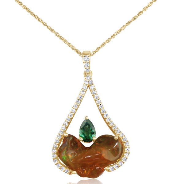 Yellow Gold Fire Opal Pendant J. Anthony Jewelers Neenah, WI