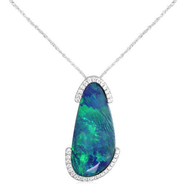 White Gold Opal Doublet Pendant Biondi Diamond Jewelers Aurora, CO