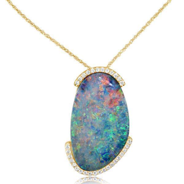 Yellow Gold Opal Doublet Pendant P.K. Bennett Jewelers Mundelein, IL