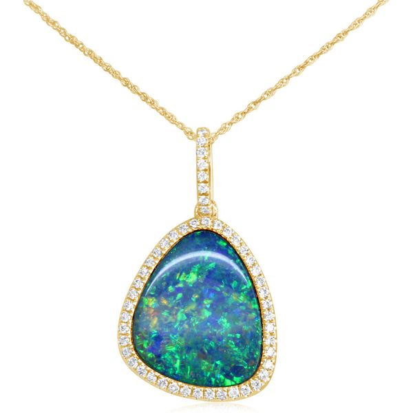 Yellow Gold Opal Doublet Pendant Morrison Smith Jewelers Charlotte, NC