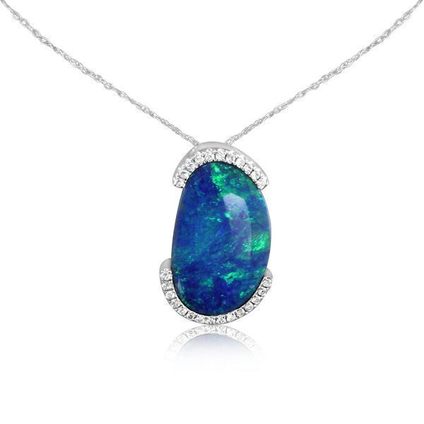 White Gold Opal Doublet Pendant Parris Jewelers Hattiesburg, MS