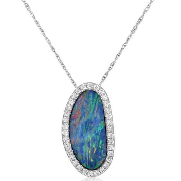 White Gold Opal Doublet Pendant Cravens & Lewis Jewelers Georgetown, KY