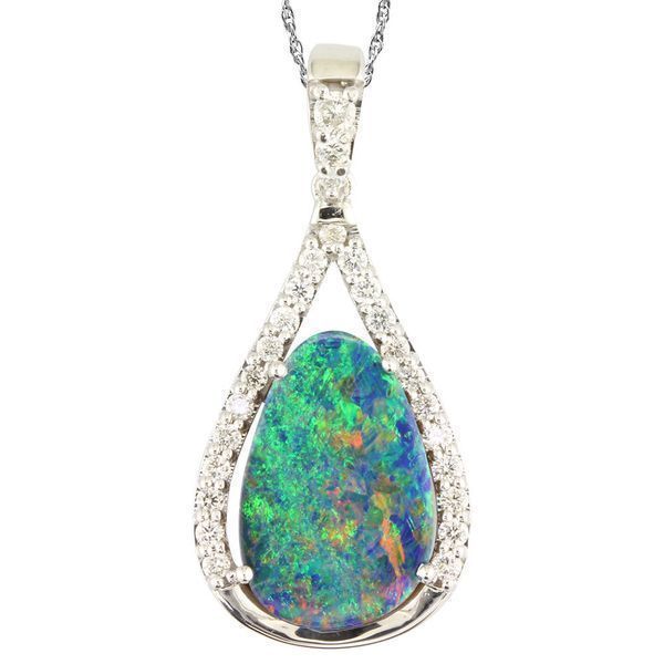 White Gold Opal Doublet Pendant Morrison Smith Jewelers Charlotte, NC