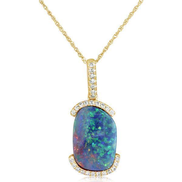 Yellow Gold Opal Doublet Pendant Leslie E. Sandler Fine Jewelry and Gemstones rockville , MD