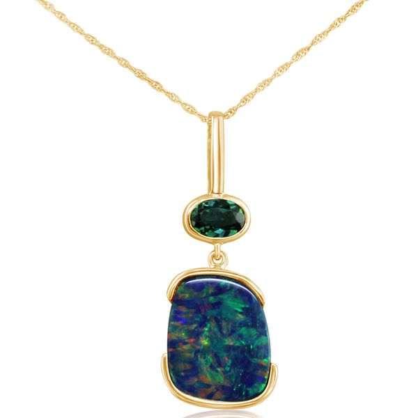 Yellow Gold Opal Doublet Pendant P.K. Bennett Jewelers Mundelein, IL