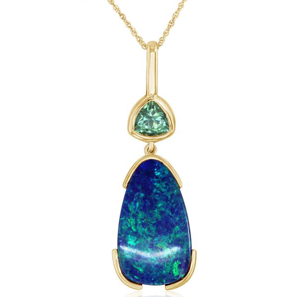Yellow Gold Opal Doublet Pendant John E. Koller Jewelry Designs Owasso, OK