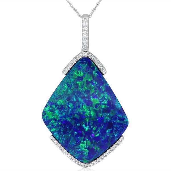 White Gold Opal Doublet Pendant Towne & Country Jewelers Westborough, MA