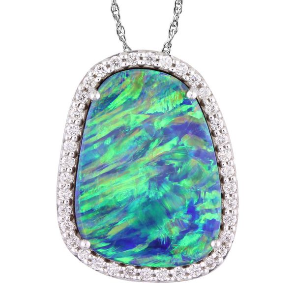 White Gold Opal Doublet Pendant Cravens & Lewis Jewelers Georgetown, KY