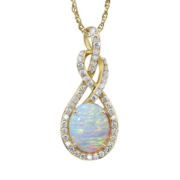 Yellow Gold Natural Light Opal Pendant Biondi Diamond Jewelers Aurora, CO