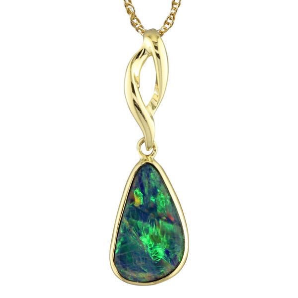 White Gold Opal Doublet Pendant Brynn Elizabeth Jewelers Ocean Isle Beach, NC