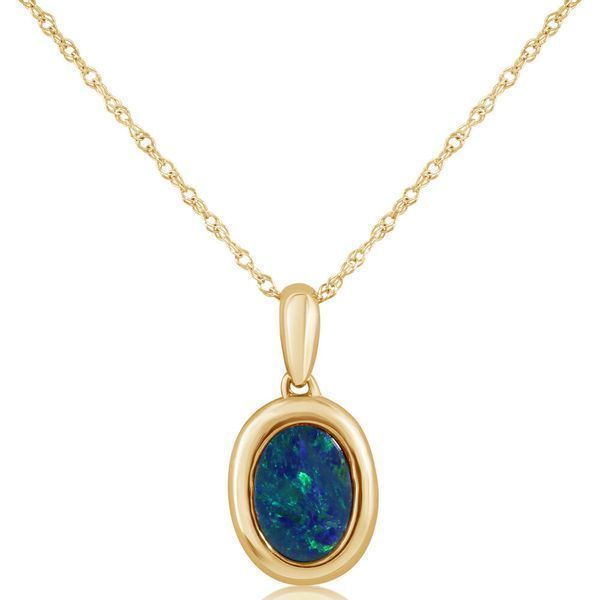 Yellow Gold Opal Doublet Pendant Hart's Jewelers Grants Pass, OR