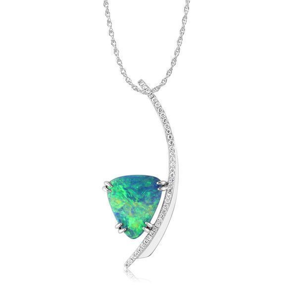 White Gold Opal Doublet Pendant Hart's Jewelers Grants Pass, OR