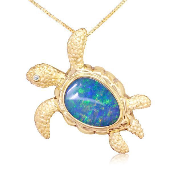 Yellow Gold Opal Doublet Pendant Ware's Jewelers Bradenton, FL