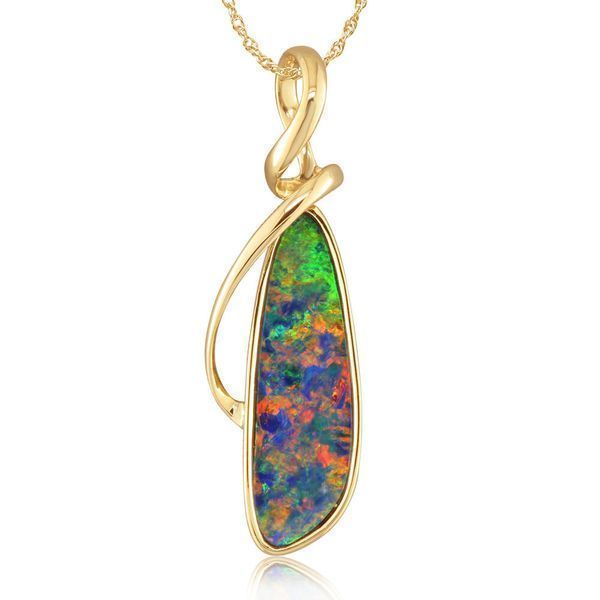Yellow Gold Opal Doublet Pendant Mar Bill Diamonds and Jewelry Belle Vernon, PA