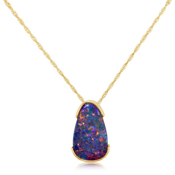Yellow Gold Opal Doublet Pendant Morrison Smith Jewelers Charlotte, NC