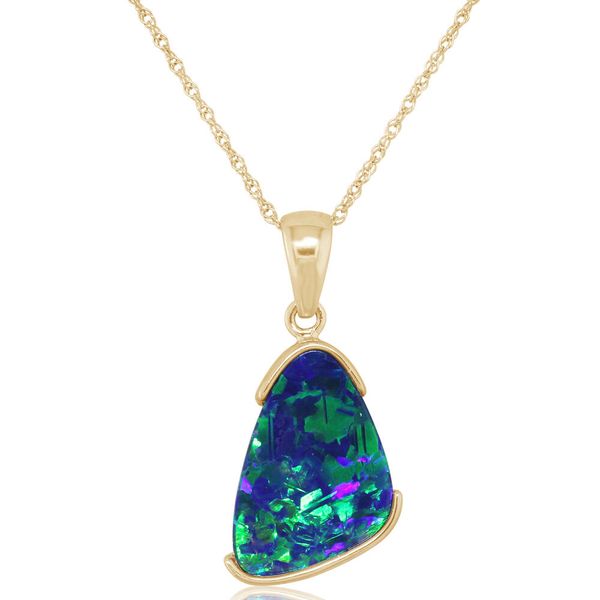 Yellow Gold Opal Doublet Pendant Rick's Jewelers California, MD