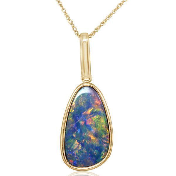 Yellow Gold Opal Doublet Pendant Hart's Jewelers Grants Pass, OR