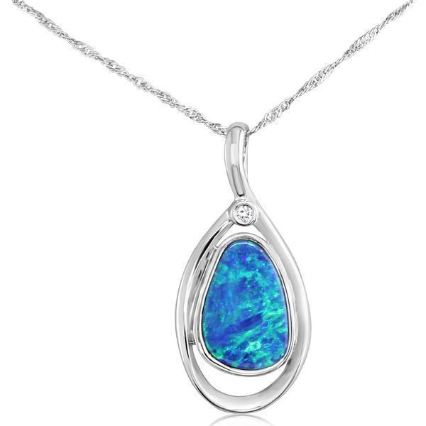 White Gold Opal Doublet Pendant Mitchell's Jewelry Norman, OK