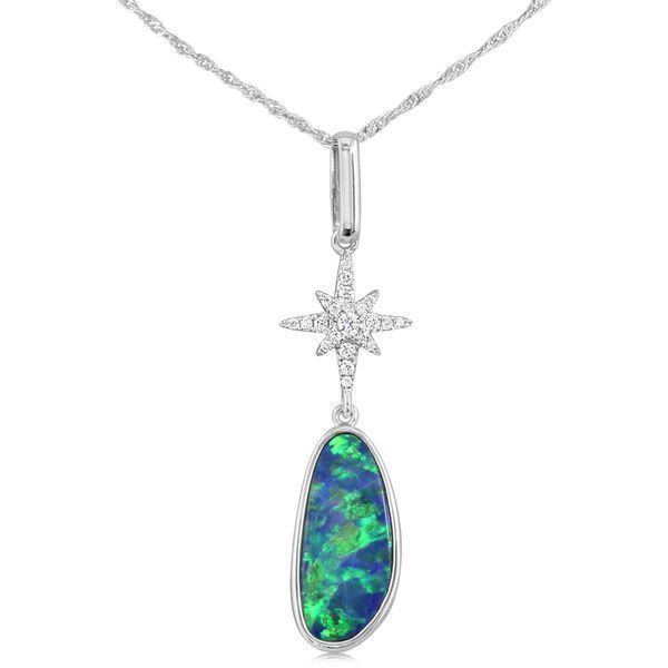 White Gold Opal Doublet Pendant Mar Bill Diamonds and Jewelry Belle Vernon, PA