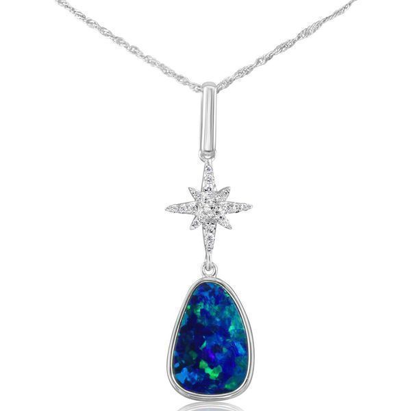 White Gold Opal Doublet Pendant Image 2 Towne & Country Jewelers Westborough, MA
