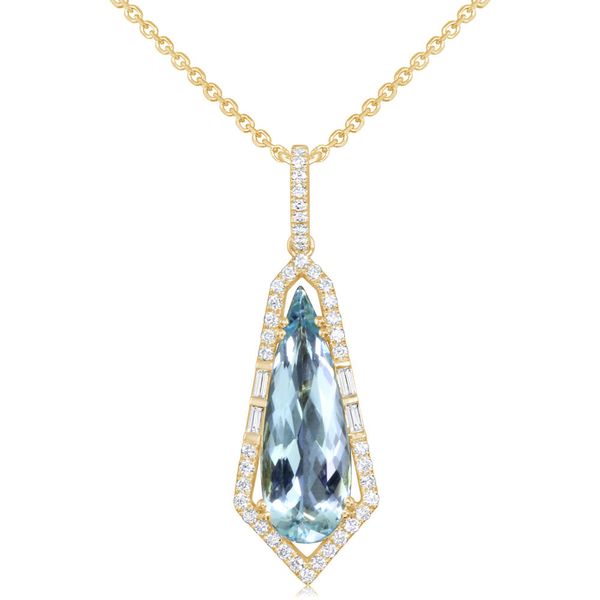 Yellow Gold Aquamarine Pendant Leslie E. Sandler Fine Jewelry and Gemstones rockville , MD