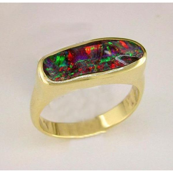Yellow Gold Boulder Opal Ring Morrison Smith Jewelers Charlotte, NC