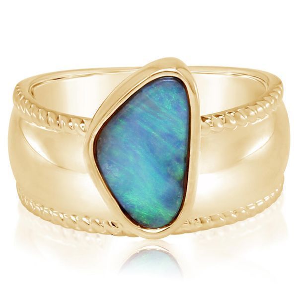 Yellow Gold Boulder Opal Ring Blue Heron Jewelry Company Poulsbo, WA