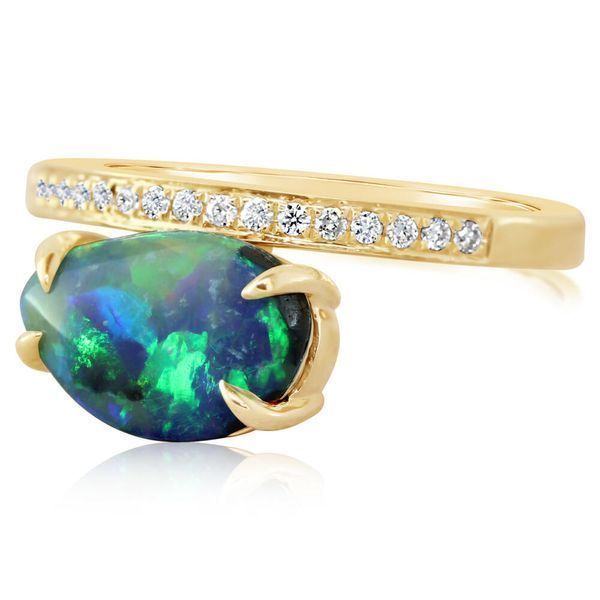 Yellow Gold Boulder Opal Ring Image 2 Biondi Diamond Jewelers Aurora, CO