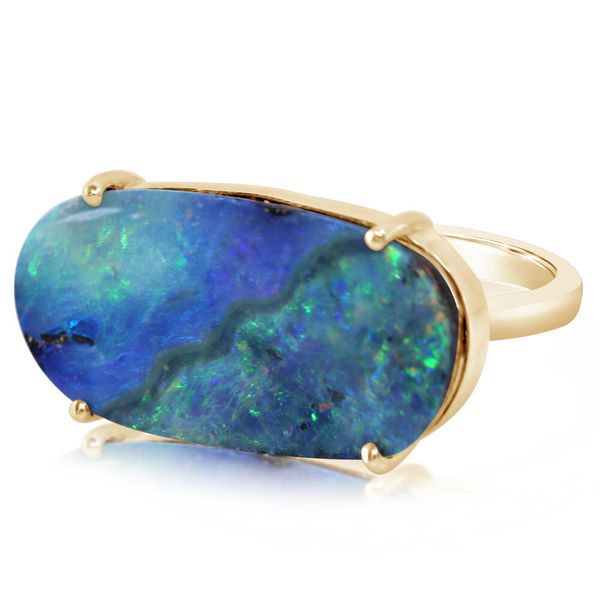 Yellow Gold Boulder Opal Ring Image 2 Blue Heron Jewelry Company Poulsbo, WA
