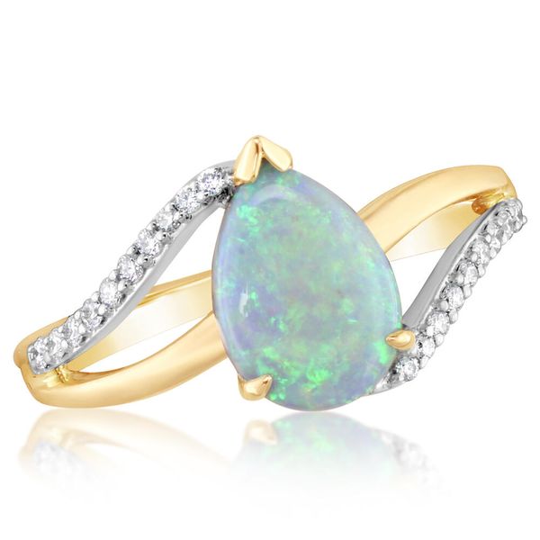 Two Tone Calibrated Light Opal Ring Ken Walker Jewelers Gig Harbor, WA
