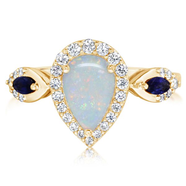 Yellow Gold Calibrated Light Opal Ring Brynn Elizabeth Jewelers Ocean Isle Beach, NC