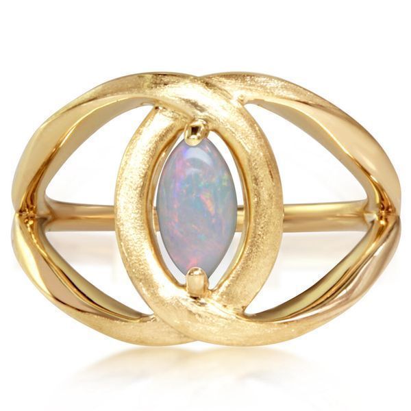Yellow Gold Calibrated Light Opal Ring Jewel Smiths Oklahoma City, OK