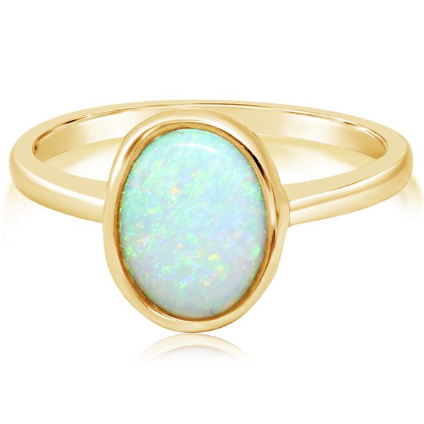 Yellow Gold Calibrated Light Opal Ring H. Brandt Jewelers Natick, MA