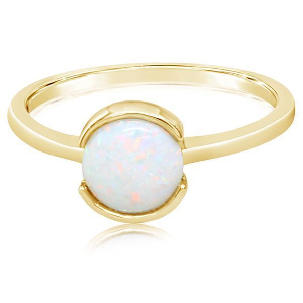 Yellow Gold Calibrated Light Opal Ring Biondi Diamond Jewelers Aurora, CO