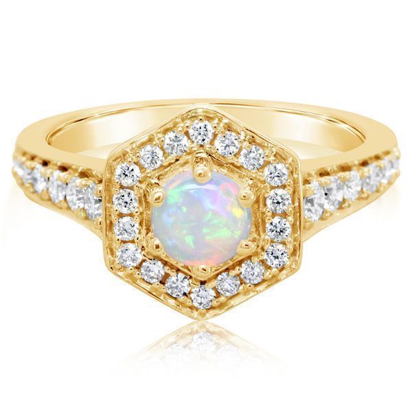 Yellow Gold Calibrated Light Opal Ring Mar Bill Diamonds and Jewelry Belle Vernon, PA