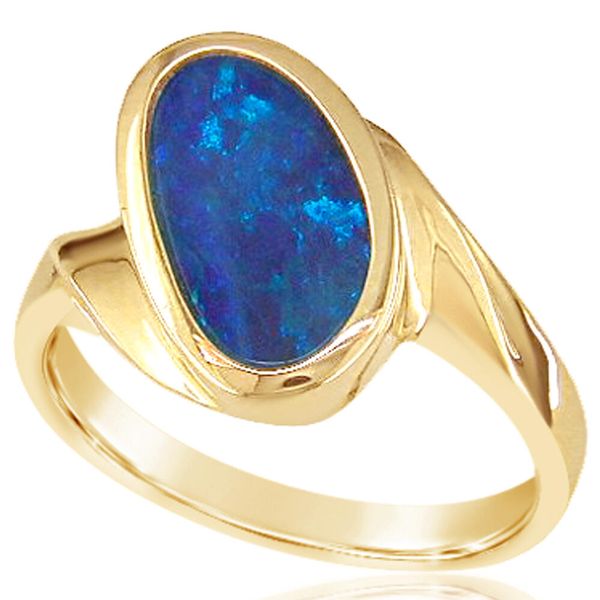 Yellow Gold Opal Doublet Ring Cravens & Lewis Jewelers Georgetown, KY