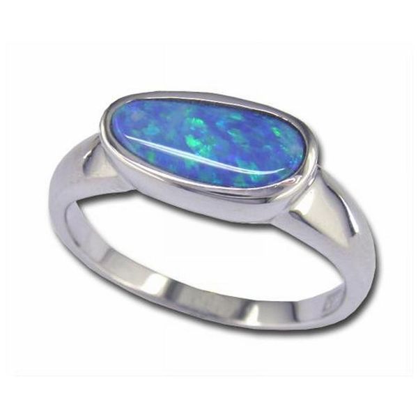 White Gold Opal Doublet Ring Gold Mine Jewelers Jackson, CA