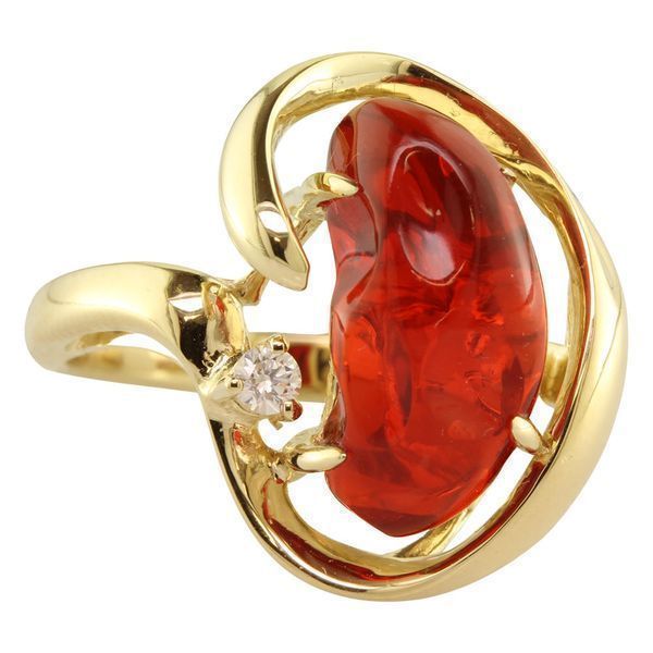 Yellow Gold Fire Opal Ring Morrison Smith Jewelers Charlotte, NC