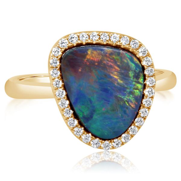 Yellow Gold Opal Doublet Ring Image 2 Timmreck & McNicol Jewelers McMinnville, OR