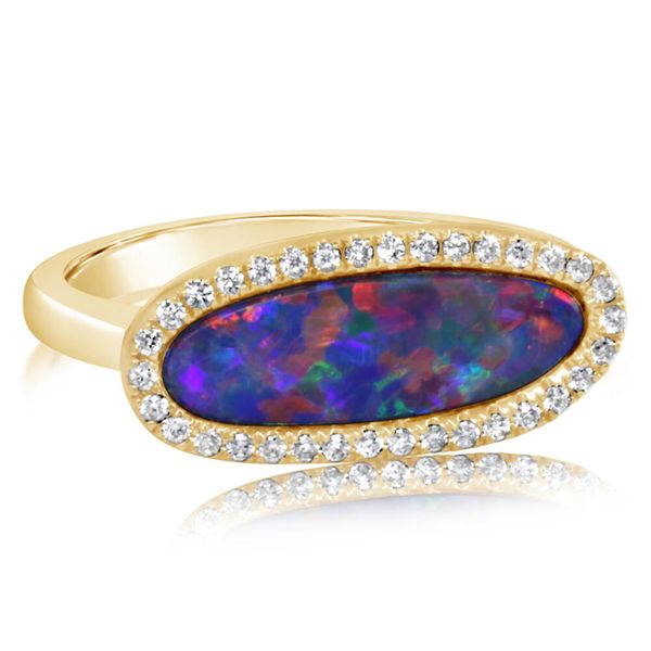 Yellow Gold Opal Doublet Ring Biondi Diamond Jewelers Aurora, CO