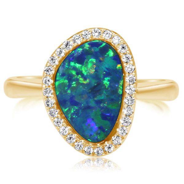 Yellow Gold Opal Doublet Ring Morrison Smith Jewelers Charlotte, NC