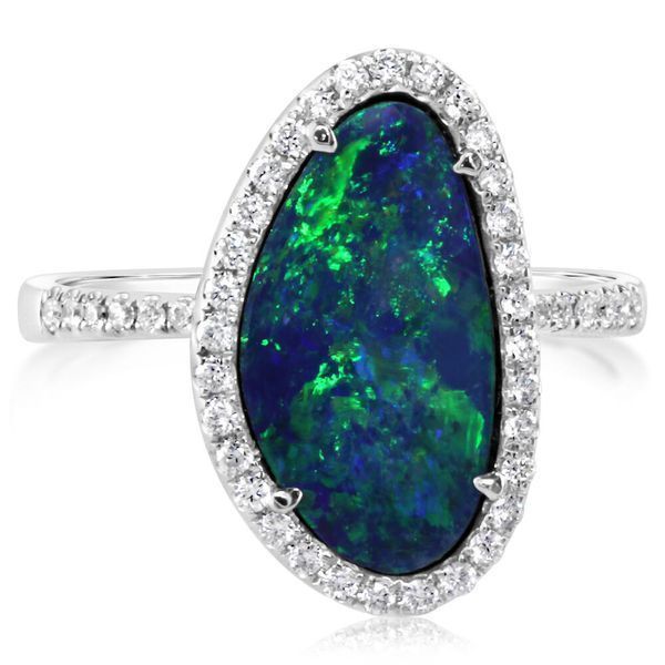 White Gold Opal Doublet Ring Mitchell's Jewelry Norman, OK