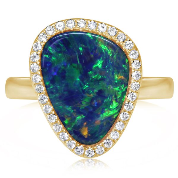 Yellow Gold Opal Doublet Ring Image 2 Smith Jewelers Franklin, VA