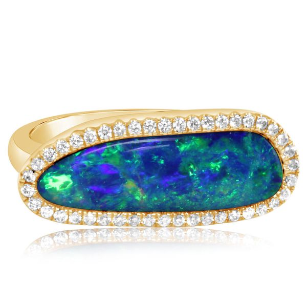 Yellow Gold Opal Doublet Ring Biondi Diamond Jewelers Aurora, CO