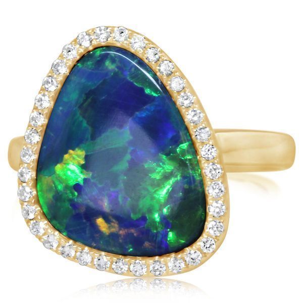 Yellow Gold Opal Doublet Ring Parris Jewelers Hattiesburg, MS