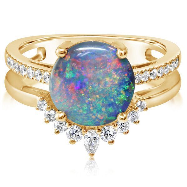 Yellow Gold Black Opal Ring Leslie E. Sandler Fine Jewelry and Gemstones rockville , MD