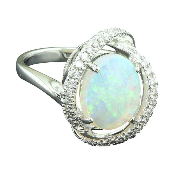 White Gold Natural Light Opal Ring Ware's Jewelers Bradenton, FL