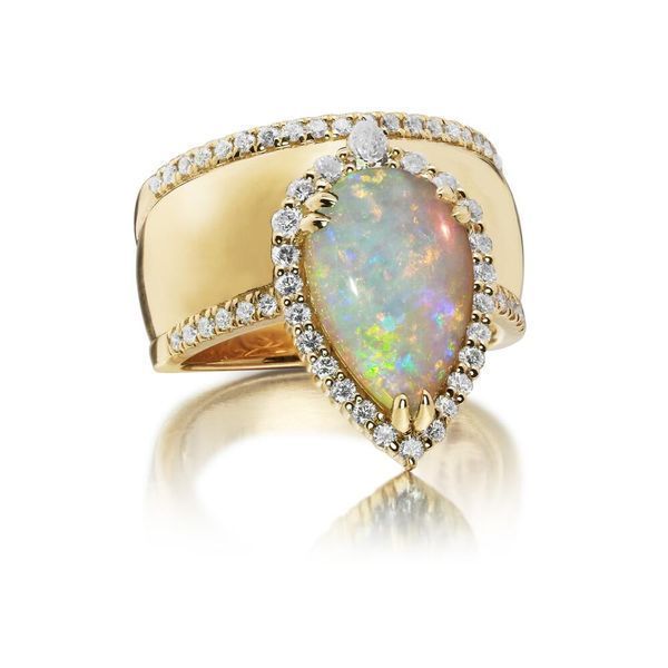 Yellow Gold Natural Light Opal Ring Morrison Smith Jewelers Charlotte, NC